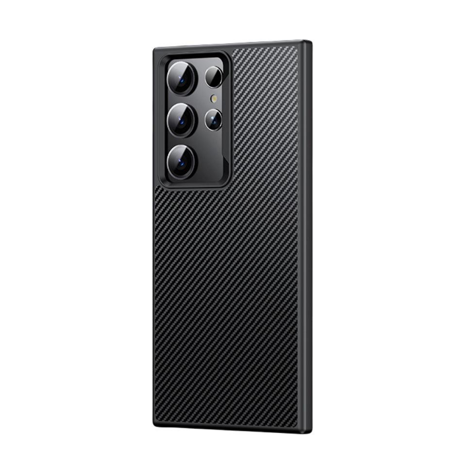 Convient pour Coque de Téléphone Portable Samsung S25ULTRA S24PLUS Intégrée Motif Fibre de Carbone Magnétique TPU Anti-Chute