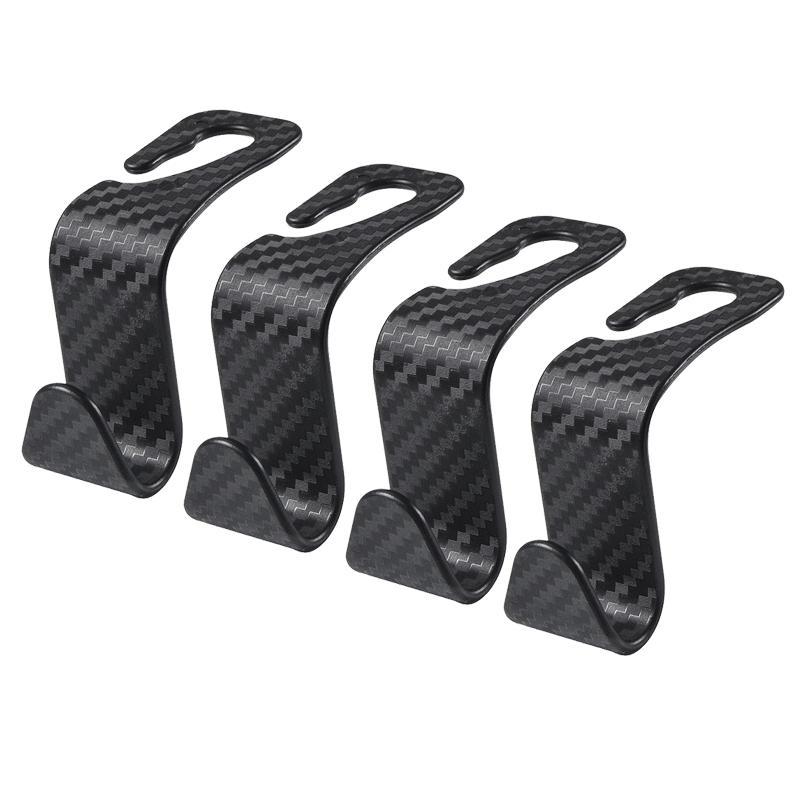 Carbon Fiber Car Seat Back Headrest Hanger Hook Universal Car Vehicle Back Seat Storage Organizers Auto Interior Accessories