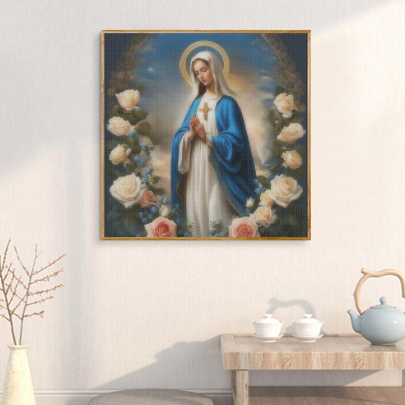 5D Diy Diamond Painting Virgin Mary Rose Full Square Round Embroidery Mosaic Religion Flower Home Decor