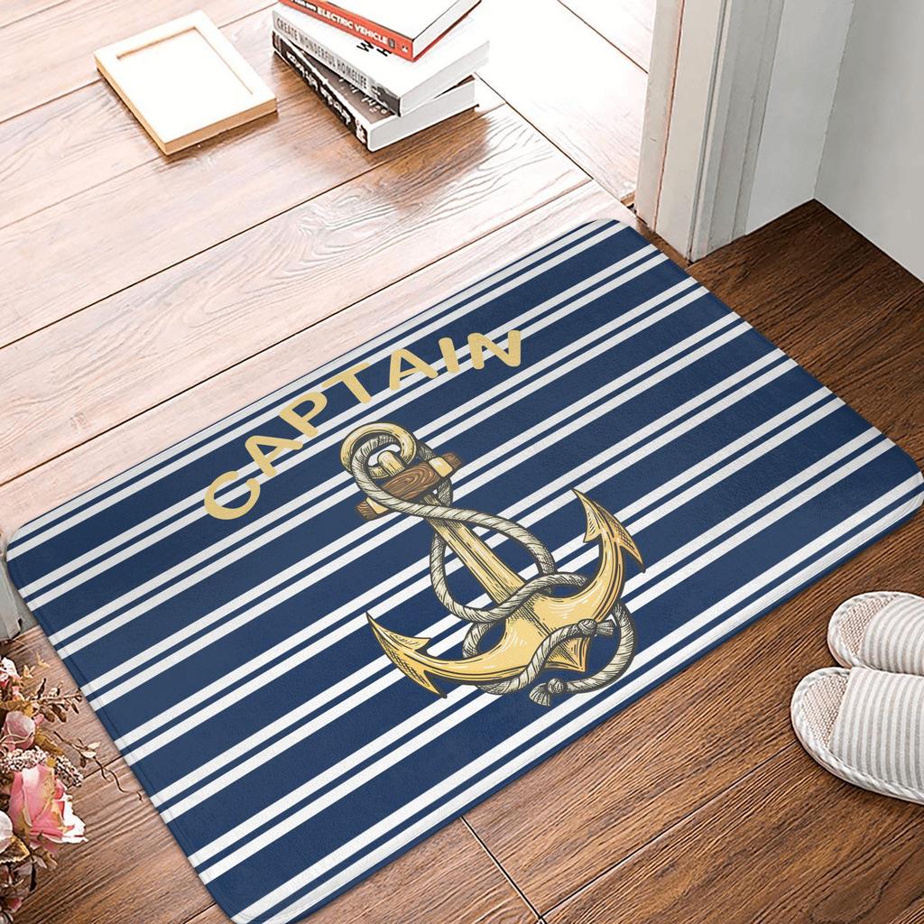Nautical Anchor Front Door Mat Anti-Slip Indoor Absorbent Sailor Adventure Doormat Floor Bath Entrance Rug Carpet
