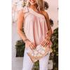 Women Casual Fashion One Shoulder Lace Up Off Shoulder Solid Sleeveless T Shirt Top
