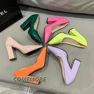 High Heeled Women's Spring Autumn Pointed Toe Thick Heel Work Shoes Fashion Pumps Sexy Party Big Size 35-43 Wedding Shoes Bride