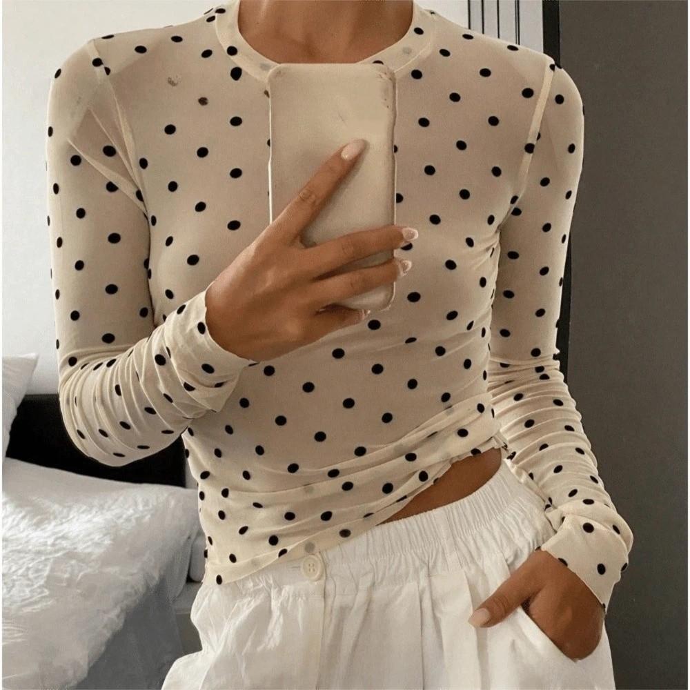 Leopard Long Sleeve T-Shirt Transparent Y2k Crop Top Breathable Mesh Top Social Events
