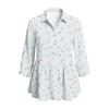 Damen Knopfleisten-Hemd Vintage Blumenprint Dreiviertelärm Lockerer Schnitt Bluse mit Kragen Lässiges Oberteil für den täglichen Gebrauch