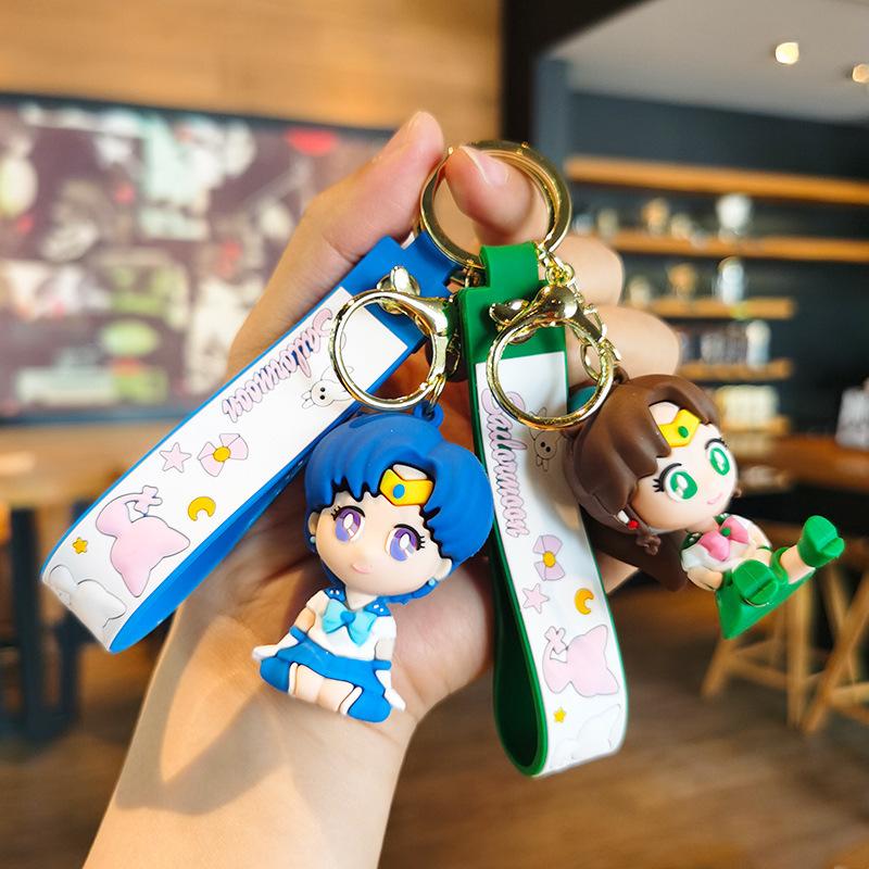 Anime Sailor Moon Schlüsselanhänger Cartoon Niedliche Katzenfiguren Schlüsselanhänger Mars Jupiter Merkur Rucksack Autoschlüsselanhänger Weihnachtsgeschenke