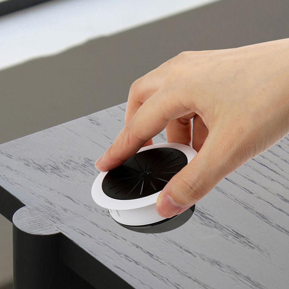 6Pcs Black Zinc Alloy Cable Hole Covers Desk Wire Grommets Organizers for Computer Office Desk Cable Management