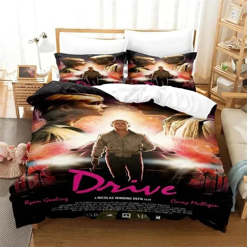 

3D Print Drive Ryan Gosling Bedding Set,Duvet Cover Comforter Bed Set Quilt Cover Pillowcase,King Queen Twin Size Boys Girls EU SuperKing 260x220