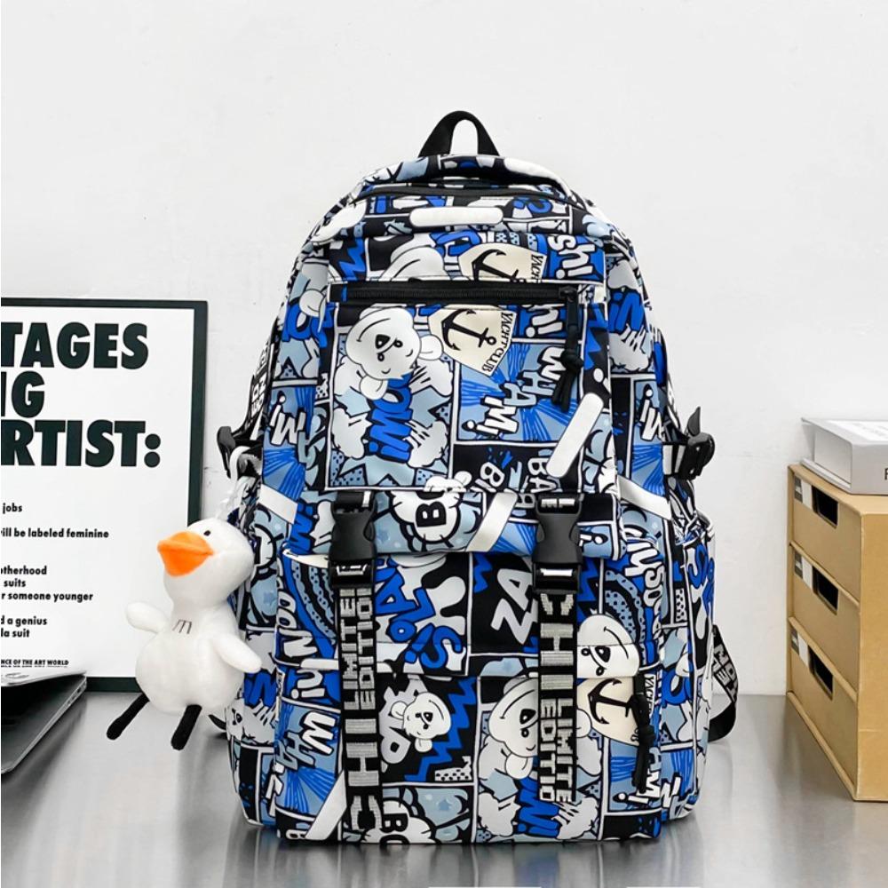 Student schoolbag, junior high school student, high school simple backpack, new printing trend backpack, men's ins large capacity