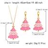 Sweet Enamel Pink Christmas Tree Drop Earrings for Women Fashion Simple Hollow Snowman Earrings Girls Xmas New Year Jewelry Gift