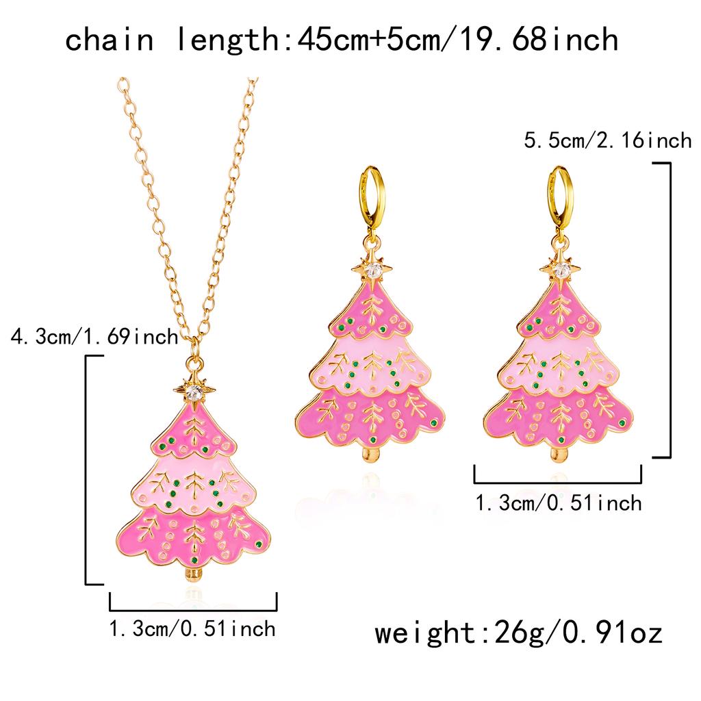 Sweet Enamel Pink Christmas Tree Drop Earrings for Women Fashion Simple Hollow Snowman Earrings Girls Xmas New Year Jewelry Gift