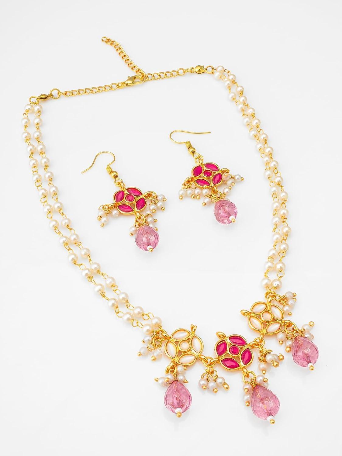 

Jewellery Set For Women | Ethnic Gold Plated Long Necklace Set | Traditional Temple Jewellery Set For Girls & Women Onesize