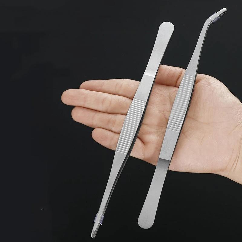 2Pcs Stainless Steel Kitchen Precision Tweezers 25cm Multi-use Tongs for Grilling Cooking Pastry Decorating