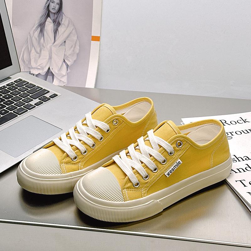 1 Summer new breathable canvas shoes colorful dopamine biscuit shoes versatile and lightweight little white shoes