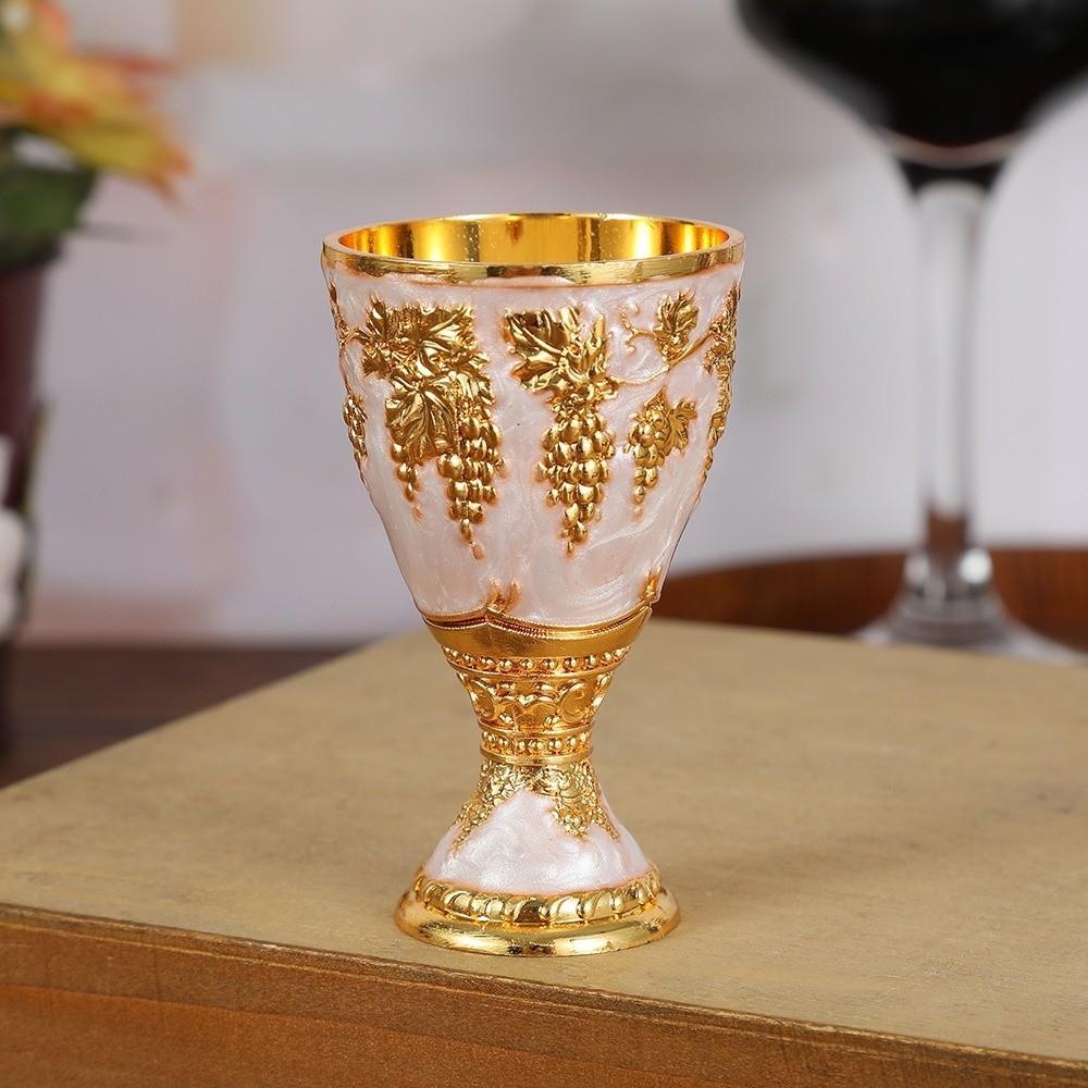 Decorative Grape Wine Glasses European Style Vodka Goblet Liquor Glass Vintage Metal Wine Cup Gift