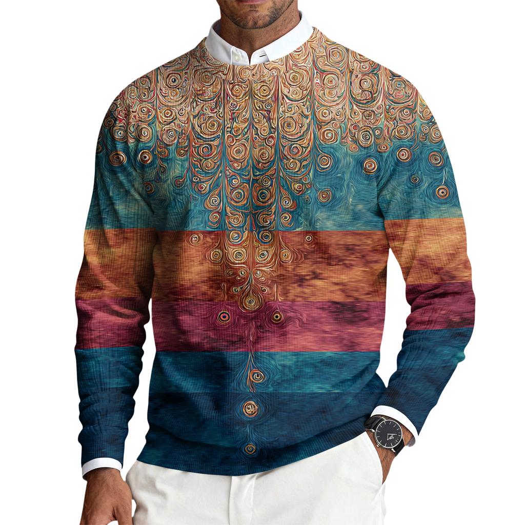 Herren Rundhals Langarm Rippstrick Pullover