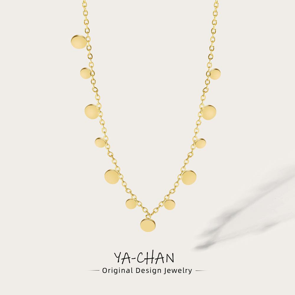 YACHAN Collana a Catena Dorata in Acciaio Inossidabile 316L per Donna Piccola Geometrica Rotonda Multiple Pendenti Collane Corte Gioielli