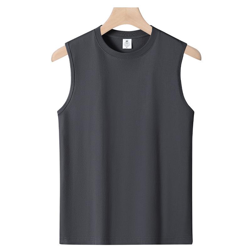 QICED Cotton Men's Vest Summer Loose Sports Fitness Shoulders Sleeveless T-shirt