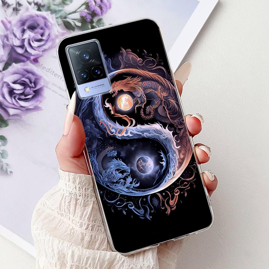 For Vivo V21e Case V2061 Cute Cat Lion Painted Cover Soft Silicone Phone Cases For Vivo V21 V2066 V2108 V 21 VivoV21 E 4G Fundas
