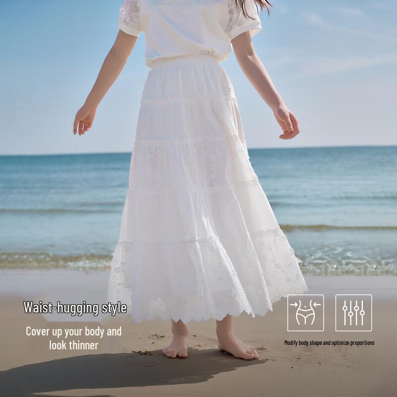 Women s Elegant Jacquard A-Line Midi Skirt L