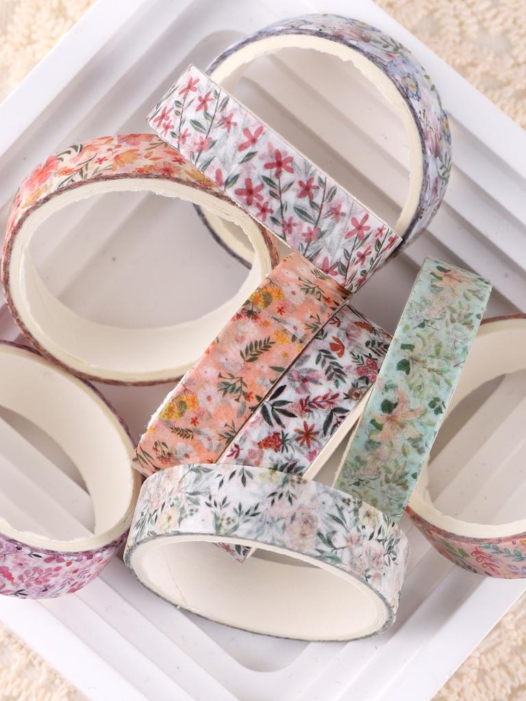 5rolls/box Floral washi tape Stationery Scrapbooking Masking Tape Decoration Stickers Adhesive Washi Tape Set DIY Aesthetics