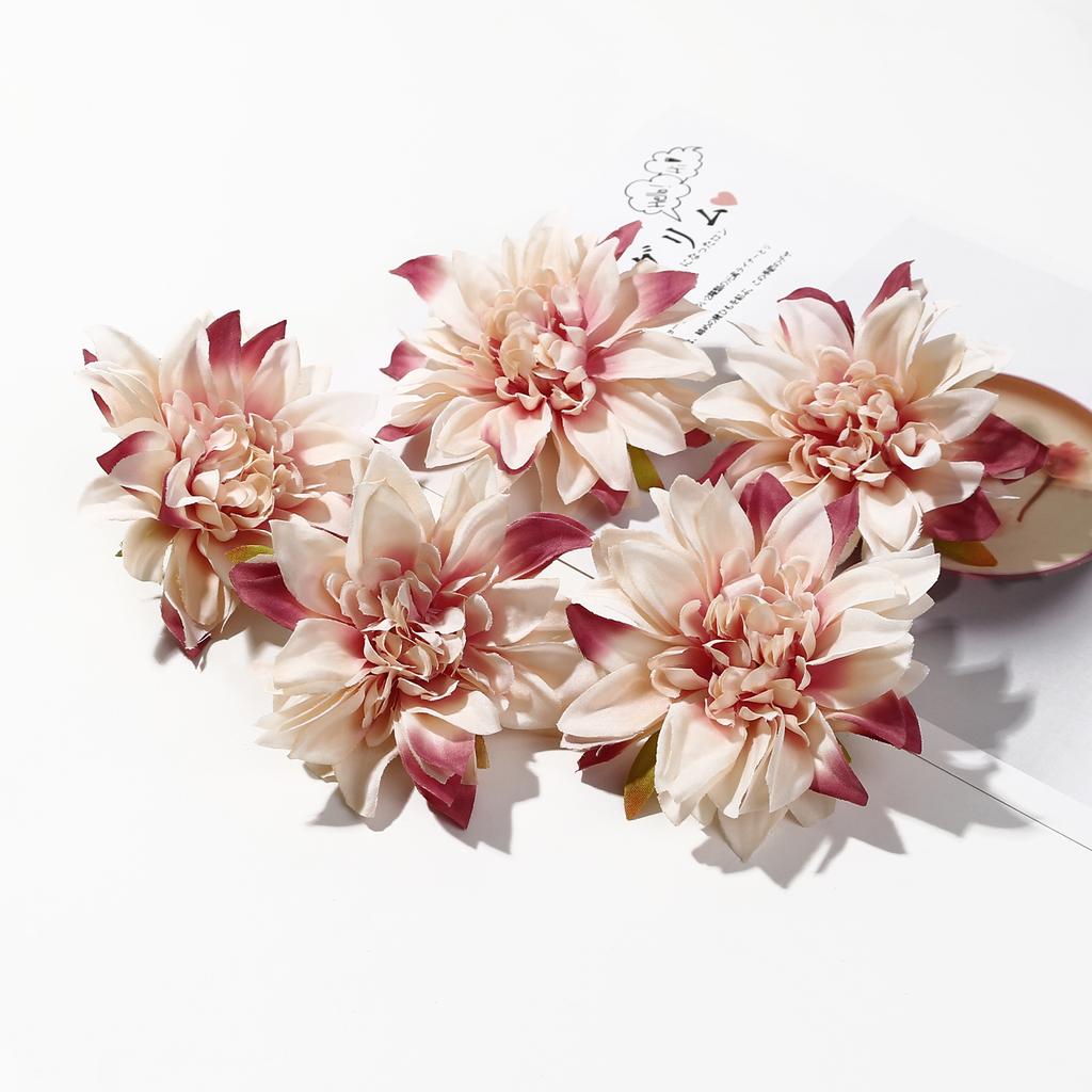 5/10 Stück 9cm Künstliche Dahlie Seidenblumenköpfe Simulierte Blume Heim Zimmer Dekoration Hochzeitsdekoration DIY Kranzzubehör