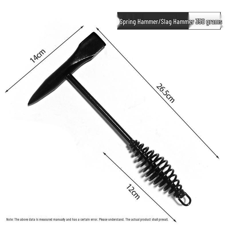 Multifunctional Rust & Welding Hammer with Carbon Steel, Ice Breaking, Black Spring Handle Deslagging Hammer