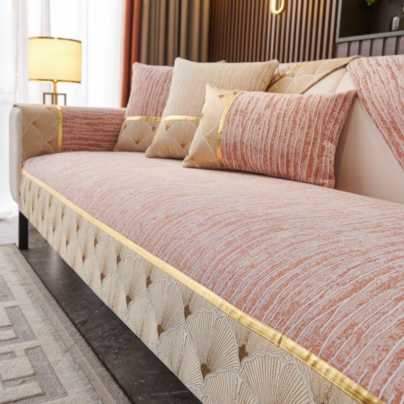 

1 шт. Чехол на диван из шенилла, Нескользящий чехол на диван, Чехол на диван в скандинавском стиле с золотой окантовкой, Защитник мебели для спальни, офиса, гостиной, домашний декор 90 * 160cm