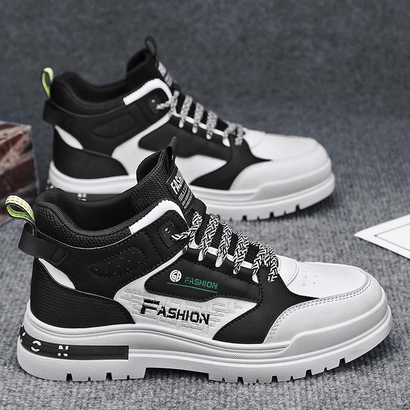 High-top tooling shoes men's Martin shoes autumn and winter men's shoes leather surface casual sports trendy shoes men