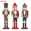 30CM Nutcracker Soldier Figurines Set 2025 Christmas Decoration Wood Nutcracker Puppet Statue Ornaments Vintage Craft Xmas Decor