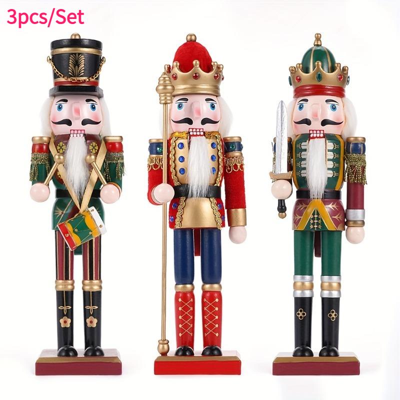 

30CM Nutcracker Soldier Figurines Set 2025 Christmas Decoration Wood Nutcracker Puppet Statue Ornaments Vintage Craft Xmas Decor