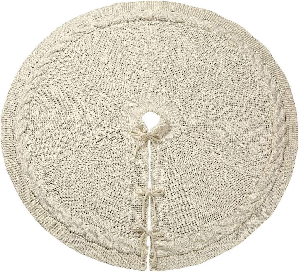 Rote und weiße gestrickte Weihnachtsbaumdecke Dekoration