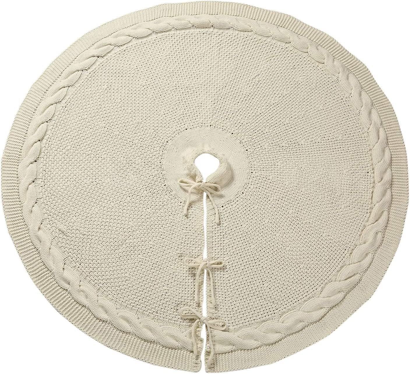 

Красно-белая вязаная юбка-украшение на елку Diameter 122CM/48 inches белый