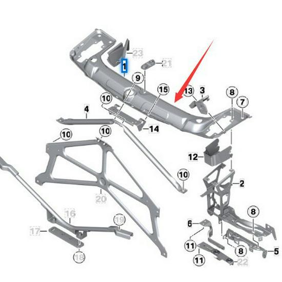 Front Upper Radiator Support for BMW F30 3 Series & F20 1 Series - Part 51647245786