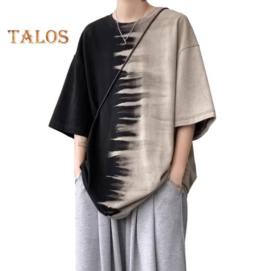 

Мужская футболка с принтом тай-дай, повседневная футболка с круглым вырезом, свободный крой, короткий рукав, летний топ для повседневных выходов на улицу M