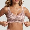 Plus Size Leopard Print Seamless Soft Support Push Up Bra For Women