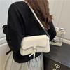Simple Solid Color PU Leather Shoulder Bag for Women Versatile Daily Underarm Bag Thread Design Purse