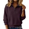 Pull en tricot pour femme 2026 à fermeture éclair et col revers - Coupe ample à manches longues pour un style décontracté