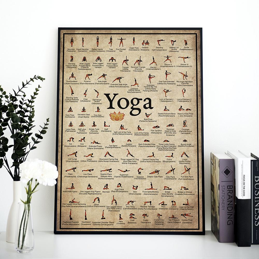 Esercizio a casa Palestra Yoga Ashtanga Grafico Posa Salute Poster Wall Art Canvas Pittura Yoga Stampa Soggiorno Decorazione della parete di casa