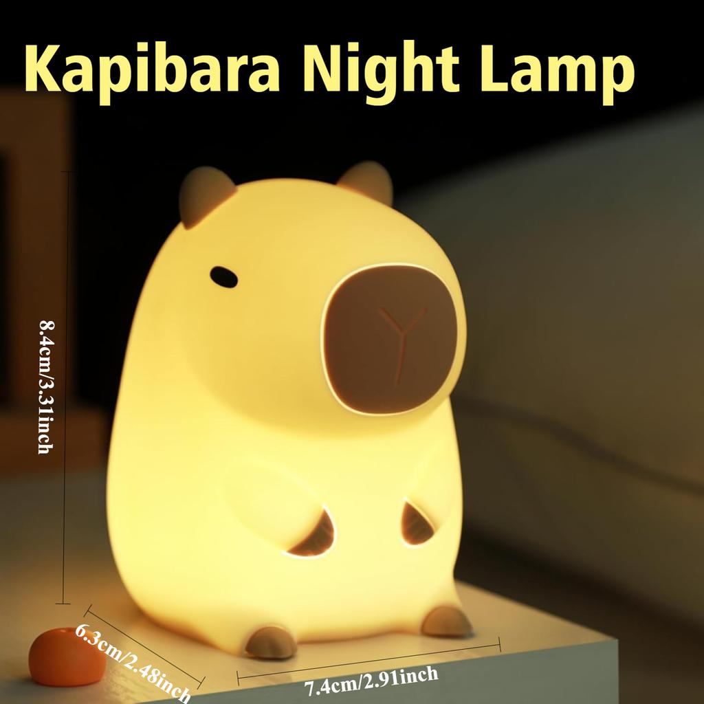 Mini Novel Night Light,Cute Capybara Silicone Ambient Lamp,Warm Bedside Light for Nursery Children Sleep & Room Decor Kids' Gift