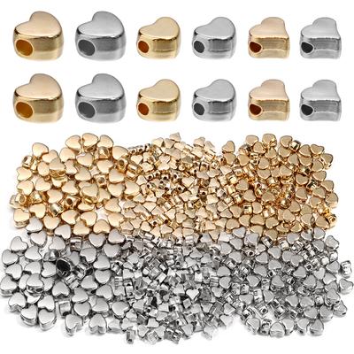 100pcs/lot CCB Heart Beads Horizontal Hole Love Heart Loose Spacer Beads For DIY Jewelry Making Bracelets Necklace Accessories