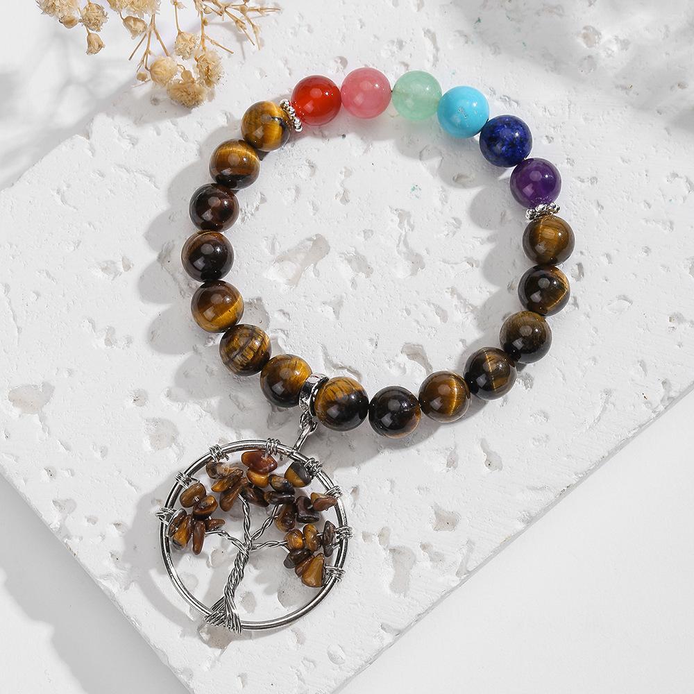 Natural Crystal Bracelet, Amethyst, White Pine, Beaded Bracelet, Bohemian Style, Bracelet, Jewelry
