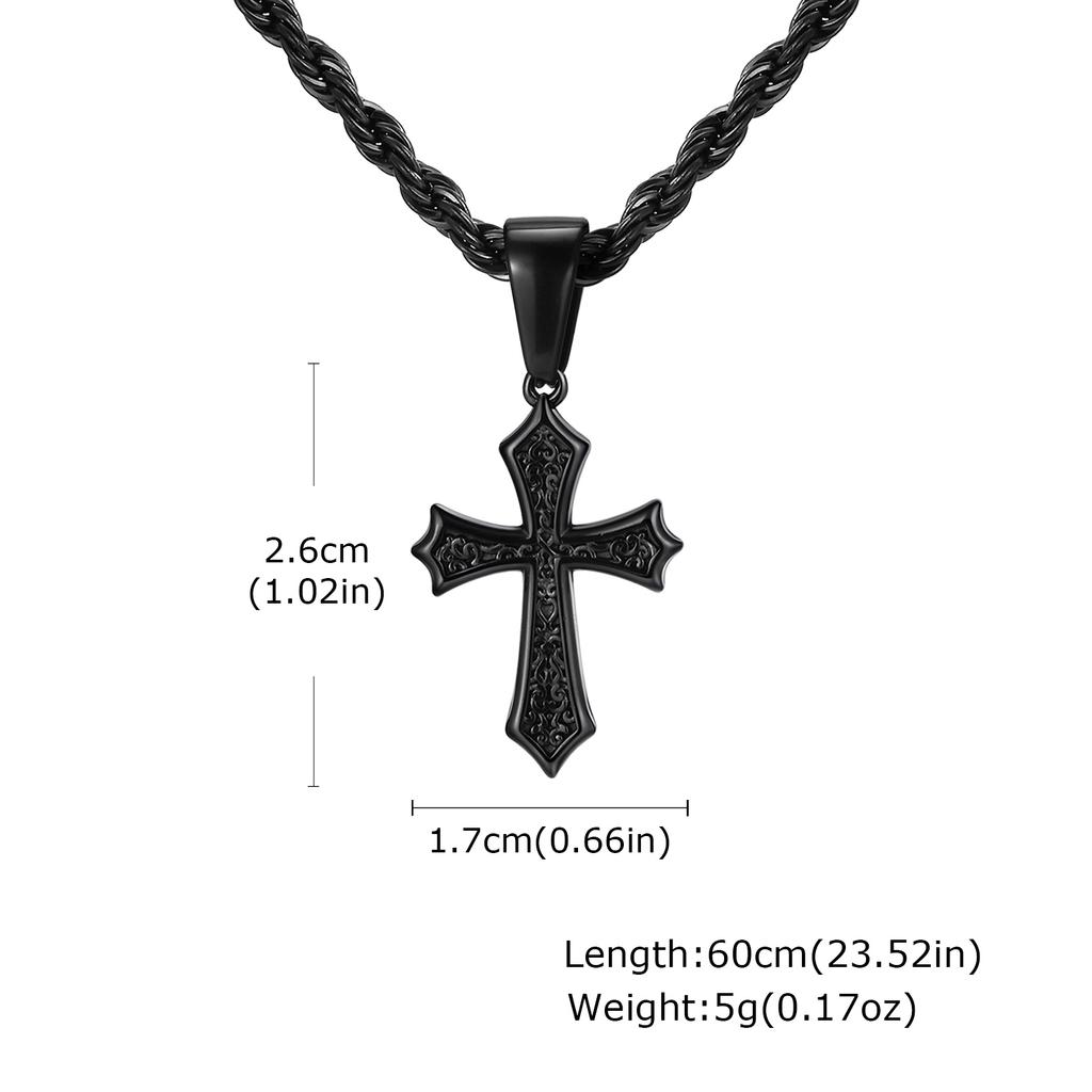 Personality Stainless Steel Cross Pendant Necklace for Men Boys, Retro Religious Faith Prayer Jewelry Gift