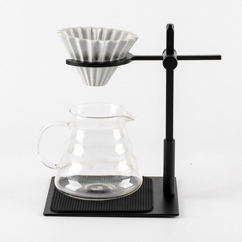 Haskoss Verstellbarer Doppel-Filterbecherhalter für Kaffeefiltermaschine, Aluminiumlegierung Dripper-Ständer, Kaffeefilter-Ständer