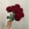 Artificial Rose Flower Realistic Knit Rose Home Office Wedding Decor High End Floral Arrangement