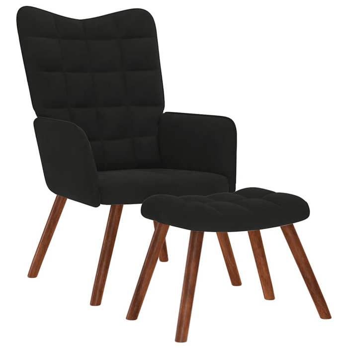 VidaXL Chaise de relaxation avec tabouret Noir Velours, chaise, chaise de salon, fauteuil relax, chaise longue, siège de 4016827