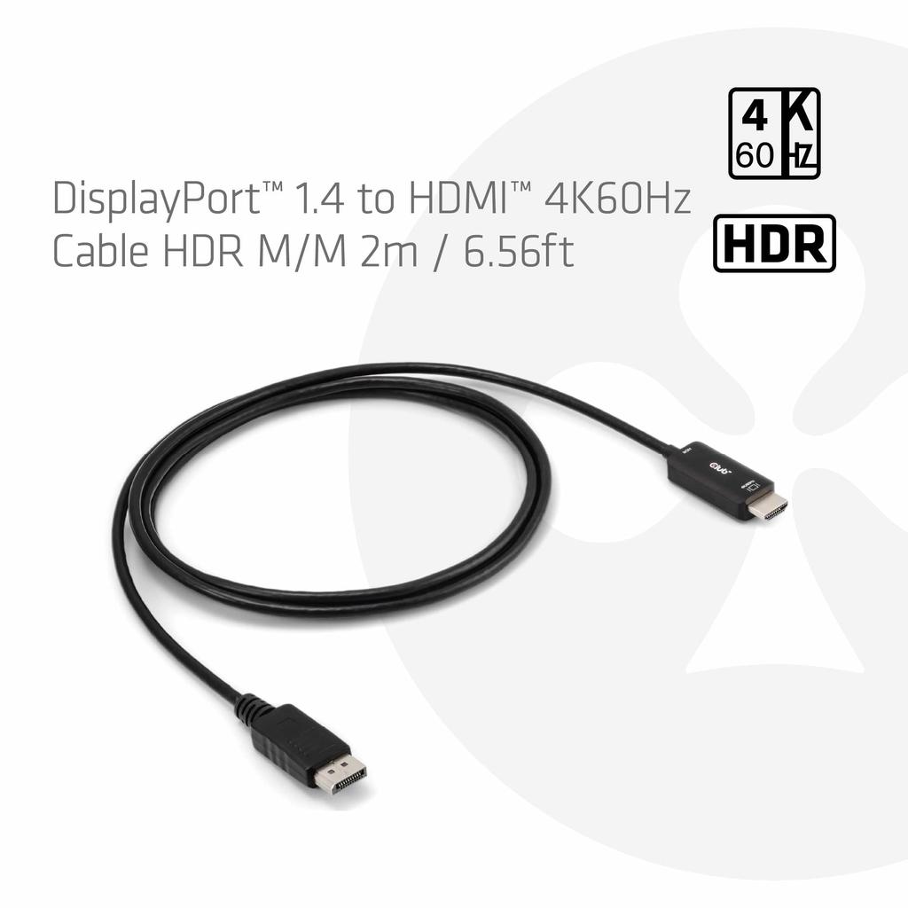 Club3D DisplayPort 1.4 To HDMI 2.0b HDR (High Dynamic Range) Compatible 4K 60Hz Display Conversion Cable 2m (CAC-1083)