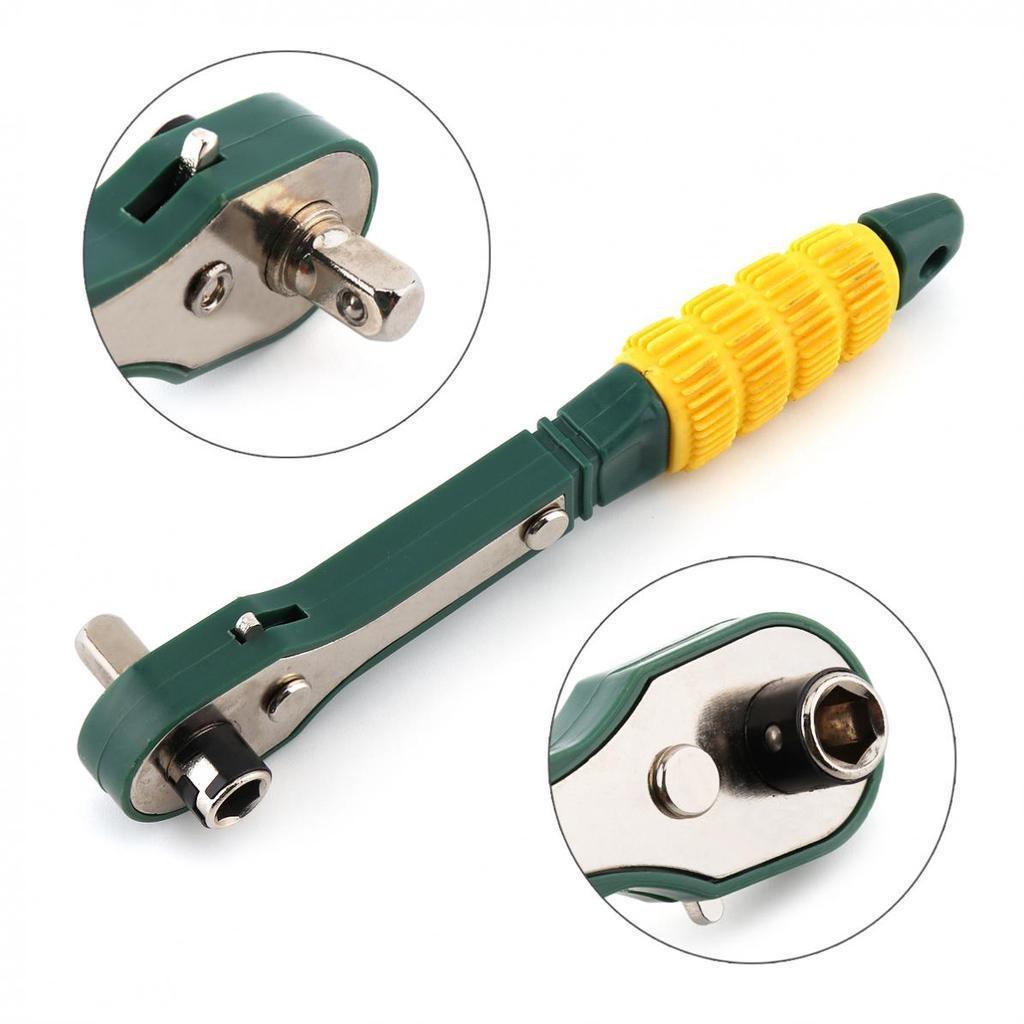 Dual-Sided Design Ratchet Wrench for 1/4 Inch Sockets and 1/4 Inch Hex Screwdriver
