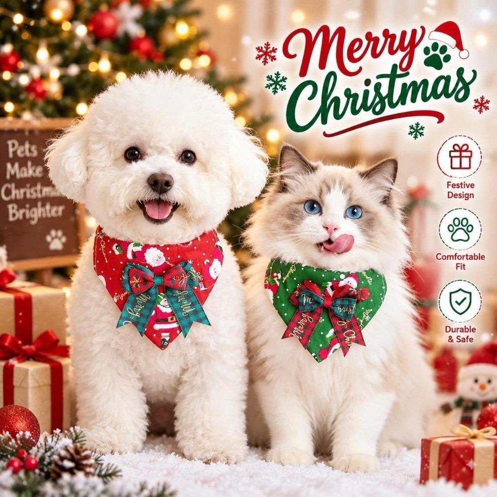 Adjustable Collar Pet Collar Bandana Cotton Fabric Holiday Pet Bib Holiday Outings