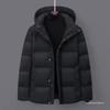 Herren Winter Kapuzen Daunenjacke - Warm, Lässig, Locker geschnitten Weiße Entendaune für Mittleres Alter & Ältere
