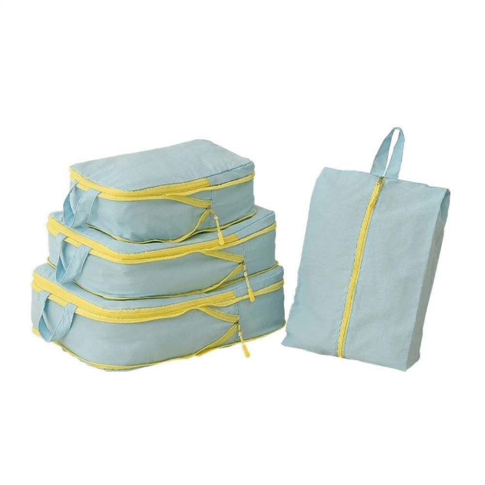 4Pcs Foldable Compression Packing Cube Waterproof Large Capacity Clothes Storage Bag Space Saving Lightweight